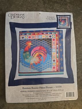 Rainbow Rooster Cross Stitch Kit from Candamar Designs New in Package